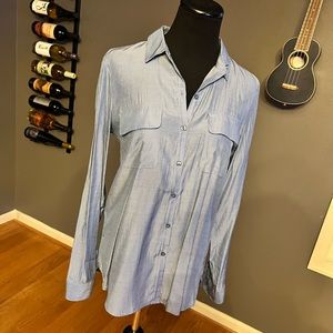Express blue tiny polkadot soft button down shirt Small